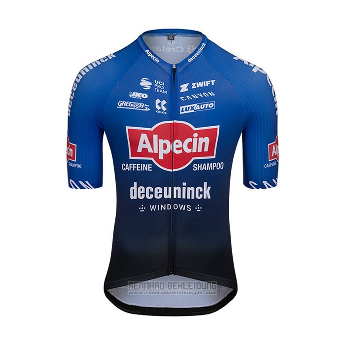 2022 Fahrradbekleidung Alpecin Deceuninck Shwarz Blau Trikot Kurzarm und Tragerhose - zum Schließen ins Bild klicken